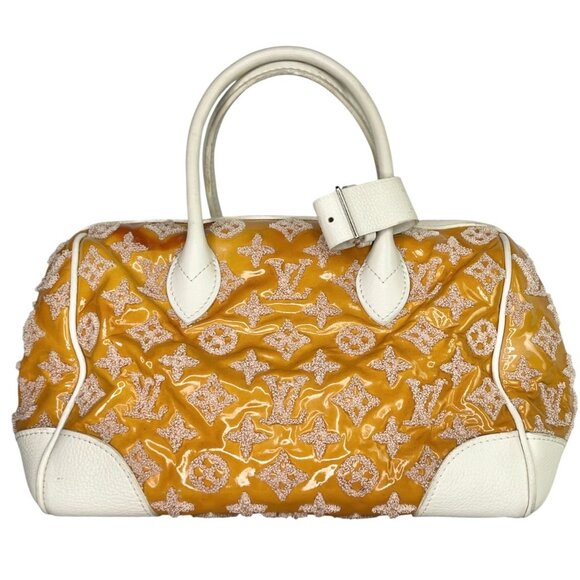 LOUIS VUITTON LV Monogram Bouclettes Speedy Amber Boston Embroidered Lambskin LV - Picture 1 of 16